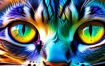 AI Art, Cats, Abstract, Colorful Wallpaper