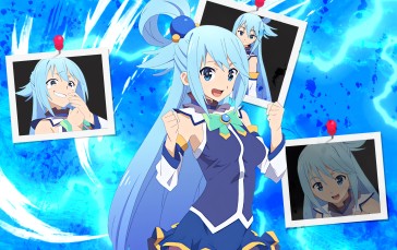 Aqua (KonoSuba), Kono Subarashii Sekai Ni Shukufuku Wo!, Anime Girls, Blue Hair, Blue Eyes Wallpaper