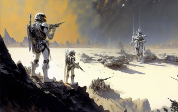 AI Art, Science Fiction, Painting, War Wallpaper