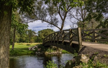 Wisconsin, Bridge, Park, Trees, Water Wallpaper