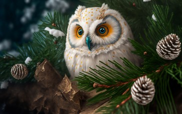 AI Art, Owl, Winter, Snow Wallpaper