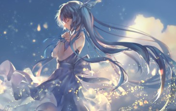 Anime Girls, Closed Eyes, Long Hair, Dress, Blue Hair Wallpaper