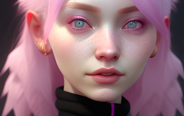 Pink Hair, Digital Art, AI Art, Women Wallpaper