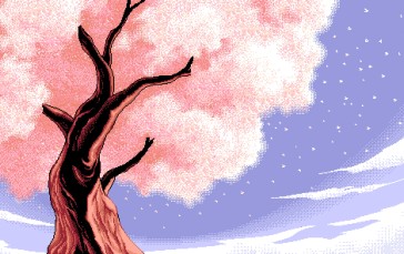 Pixel Art, Cherry Trees, Cherry Blossom, Pink, Pixelated Wallpaper