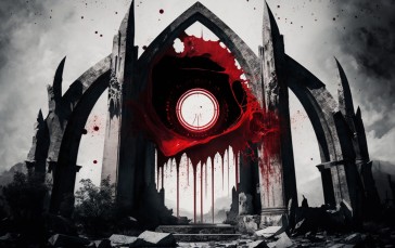 Cathedral, Surreal, AI Art, Blood Wallpaper