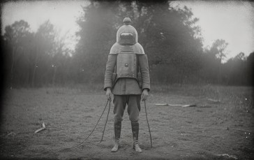 AI Art, Vintage, Photography, Cosplay, Spacesuit, Grass Wallpaper