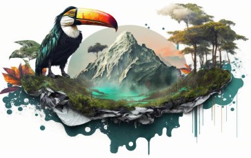 AI Art, Illustration, Toucans, Animals Wallpaper