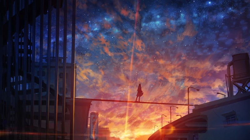 Sunset, Sunrise, Anime Girls, Sunset Glow Wallpaper