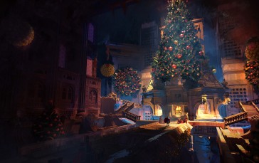 Artwork, Digital Art, Stairs, Christmas Tree, Holiday, Christmas Wallpaper