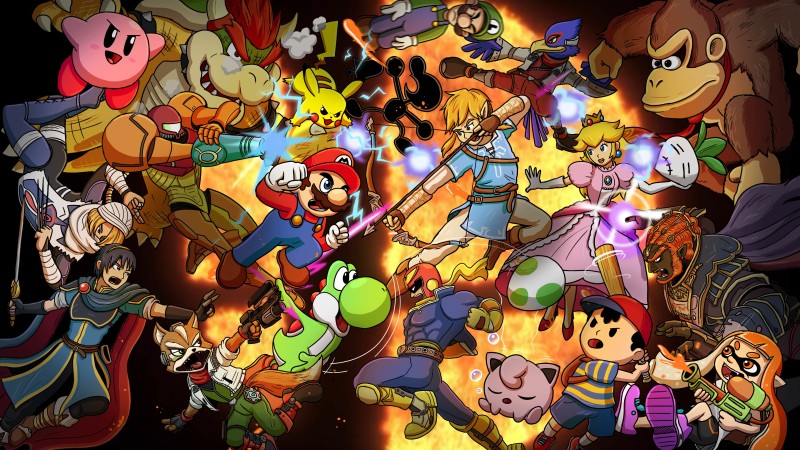 Super Smash Bros. Ultimate, Mario Bros., Pikachu, Video Game Characters Wallpaper