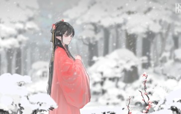 Hua Ming Wink, Original Characters, Chinese Clothing, Snow Wallpaper