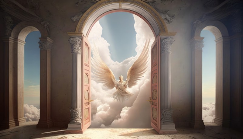 AI Art, Heaven and Hell, Clouds, Angel Wallpaper