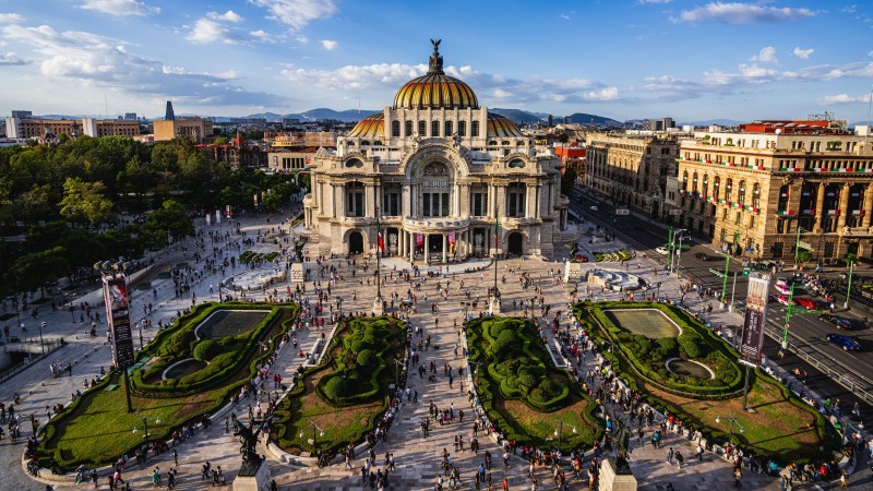 Mexico, Mexico City, Building, Park, People, Town Square Wallpaper