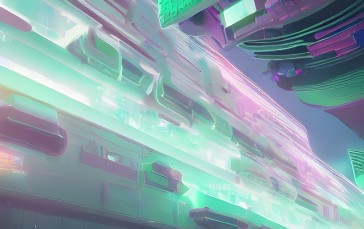 Cyberpunk, Bright, AI Art, Lights Wallpaper