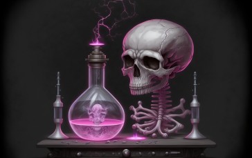 AI Art, Skull and Bones, Laboratories, Illustration, Skull Wallpaper