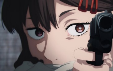 Chainsaw Man, Gun, Anime Screenshot, Girls with Guns, Anime Girls, Kobeni (Chainsaw Man) Wallpaper
