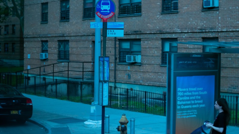 Bus Stop, New York City, Road Sign, Fire Hydrants Wallpaper