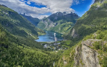 Fjord, Norway, Nature, Landscape, Mountains, Trees Wallpaper