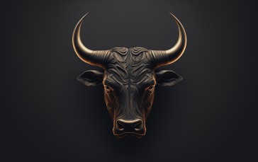 Bull, Animals, AI Art, Simple Background Wallpaper