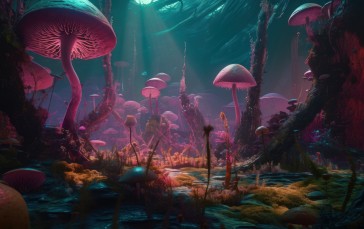 AI Art, Aliens, Landscape, Planet Wallpaper