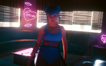 Cyberpunk, Cyberpunk 2077, Blue Moon (Cyberpunk 2077), Neon, CGI, Video Game Girls Wallpaper