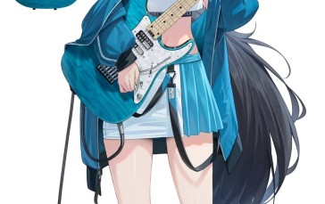 Anime, Anime Girls, Portrait Display, Guitar, Musical Instrument, White Background Wallpaper