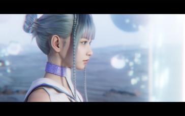 Hirokazu Yokohara, Women, CGI, Blue Hair, Screen Shot Wallpaper