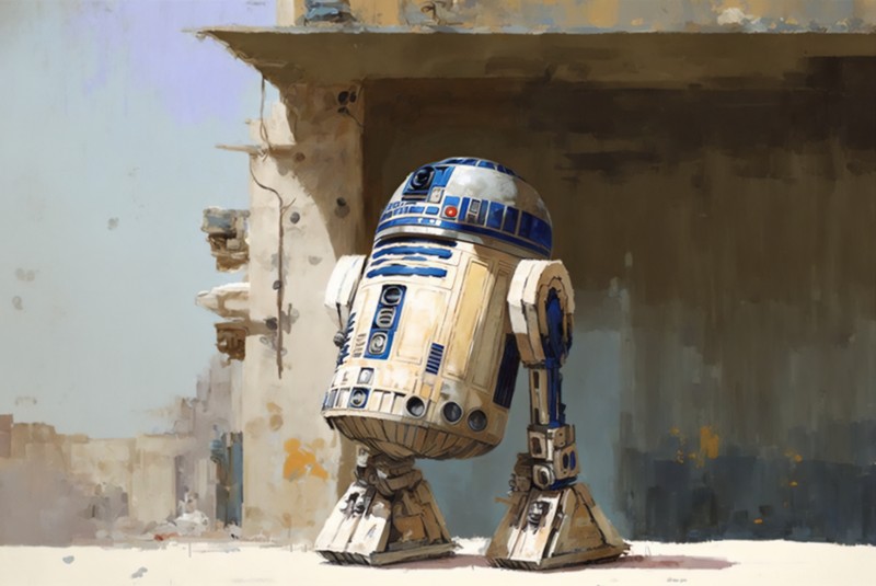 AI Art, R2-D2, Star Wars, Painting Wallpaper
