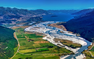 Photography, Trey Ratcliff, Landscape, New Zealand, Aerial View, Field Wallpaper