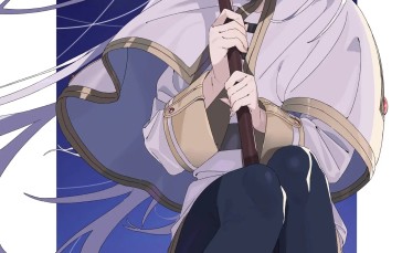 Sousou No Frieren, White Hair, Portrait Display, Pointy Ears, Long Hair, Looking at Viewer Wallpaper