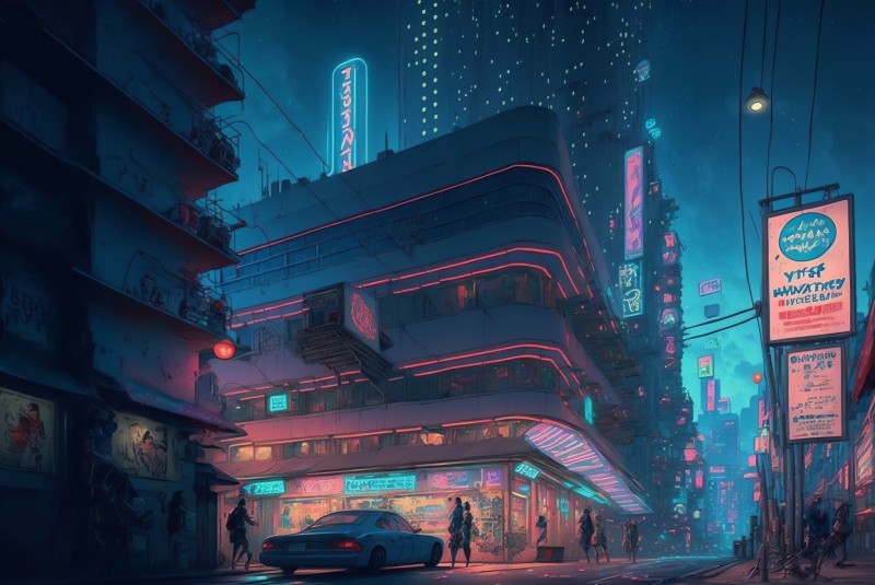 Cyberpunk, Illustration, City, City Lights Wallpaper