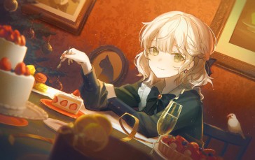 Maid, Blonde, Anime Girls Eating, Anime Girls Wallpaper
