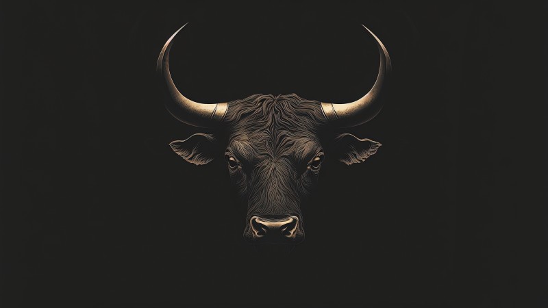 Bull, Animals, AI Art, Minimalism Wallpaper