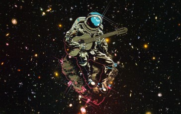 Space, Astronaut, Guitar, Stars Wallpaper