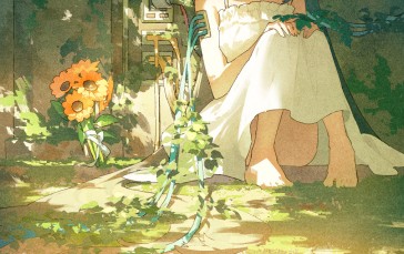 Anime, Flowers, Flower Crown, Long Hair Wallpaper
