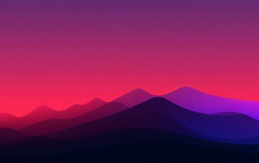 AI Art, Minimalism, Sunset, Mountains, Illustration Wallpaper