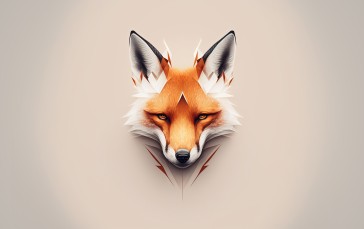AI Art, Digital Art, Fox, Simple Background Wallpaper