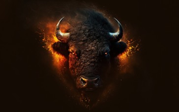 Bison, Animals, AI Art, Simple Background Wallpaper
