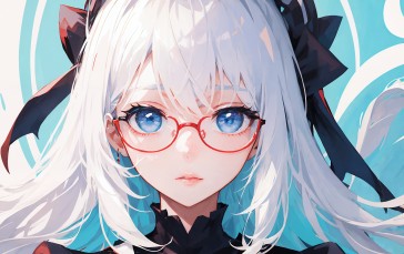 Anime, Anime Girls, AI Art, Glasses, Face, Looking at Viewer Wallpaper