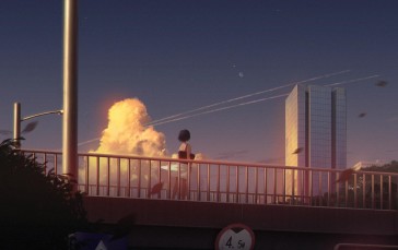 Anime, Anime Girls, Clouds, Sunset Glow Wallpaper