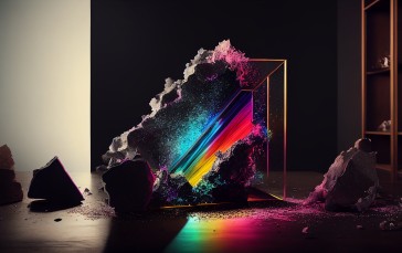 AI Art, Prism, Glass Grid, Refraction, Spectrum Wallpaper