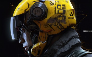 AI Art, Yellow, Helmet, Japan Wallpaper