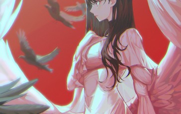 Xeonomi, 2D, Anime Girls, Angel Wings Wallpaper