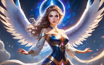 AI Art, Women, Angel, Wings, Magic Wallpaper
