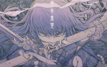 Anime, Japanese Art, Anime Girls, Demon, Oni, Sword Wallpaper