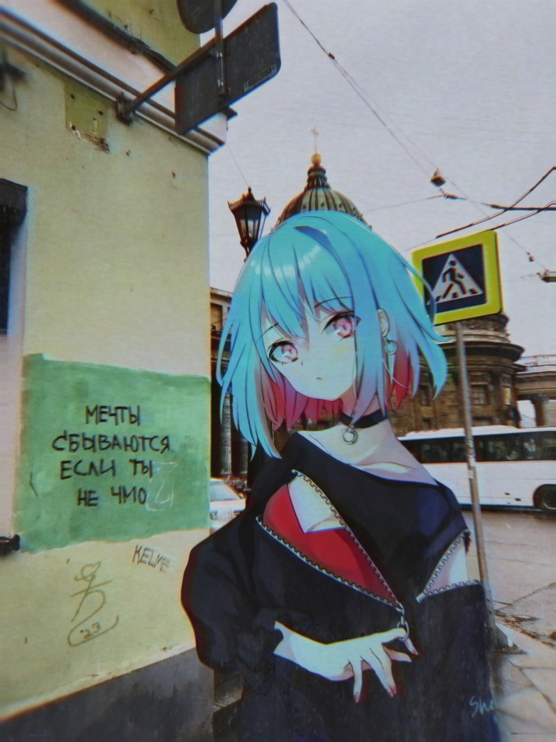Animeirl, Black Dress, Blue Hair, Church, Anime Girls Wallpaper