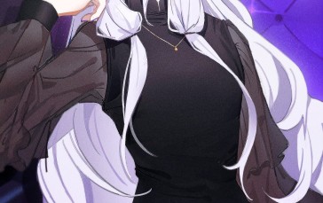 Anime, Anime Girls, White Hair, Black Stockings Wallpaper