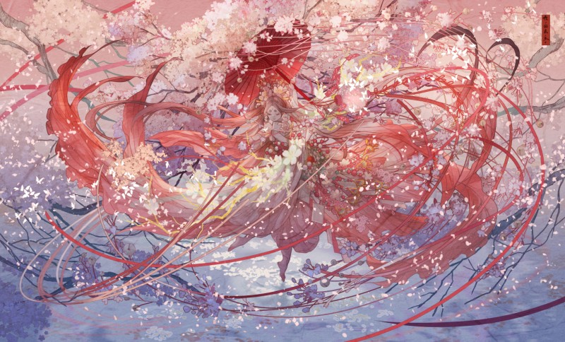 Anime, Anime Girls, Cherry Blossom, Petals, Umbrella Wallpaper