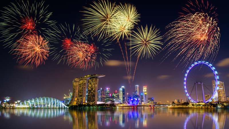 Singapore, City, Night, Sky Wallpaper
