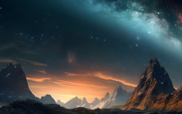 AI Art, Starred Sky, Landscape, Milky Way Wallpaper